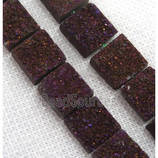 purple druzy Quartz beads, square