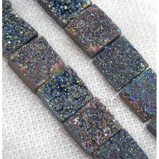 rainbow druzy Quartz beads, square