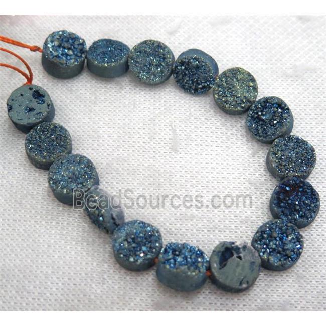 green druzy Quartz beads, circle