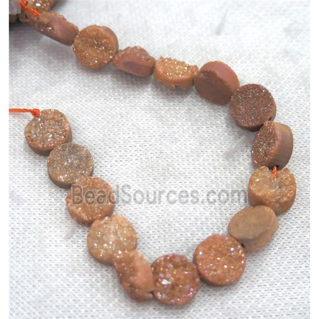 gold champagne Druzy Quartz beads, circle