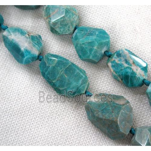 Russian Amazonite nugget beads, faceted freeform, green