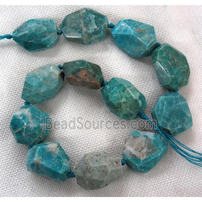 Russian Amazonite nugget beads, faceted freeform, green