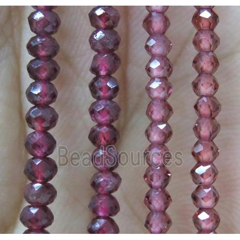 tiny red garnet beads, faceted rondelle