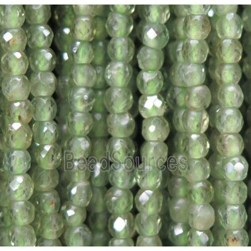 tiny green Peridot beads, faceted round