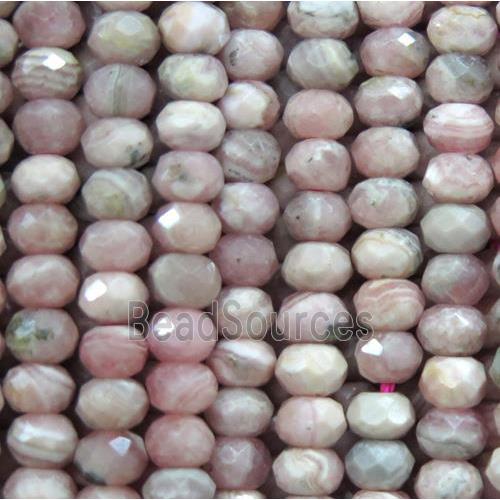 tiny Rhodochrosite beads, faceted rondelle, pink