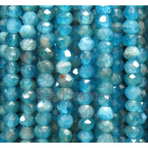 tiny Apatite beads, faceted rondelle, blue