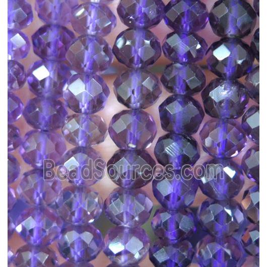 Amethyst beads, faceted rondelle, purple