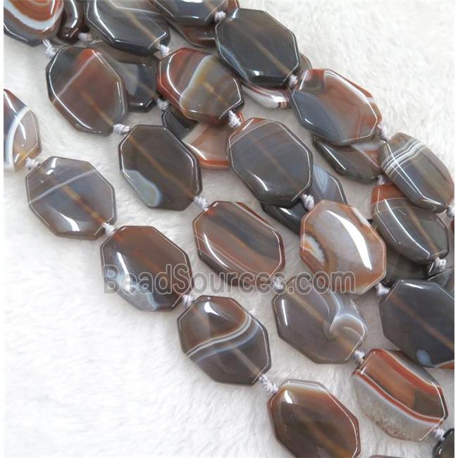 brown botswana agate beads, rectangle, dye