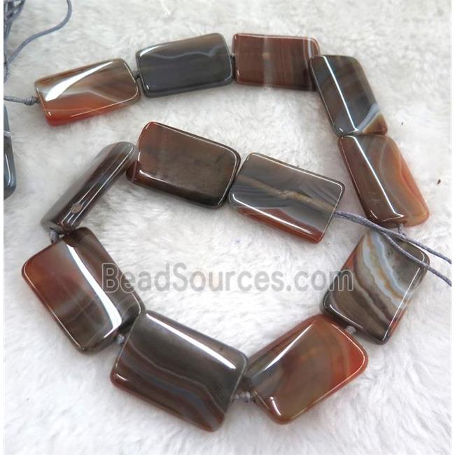 brown botswana agate beads, rectangle, dye