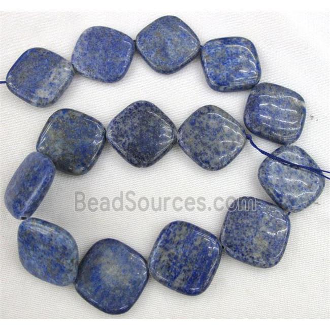 lapis lazuli bead, square, corner-drilled, blue