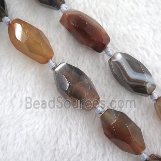 brown botswana agate beads, faceted rice, dye