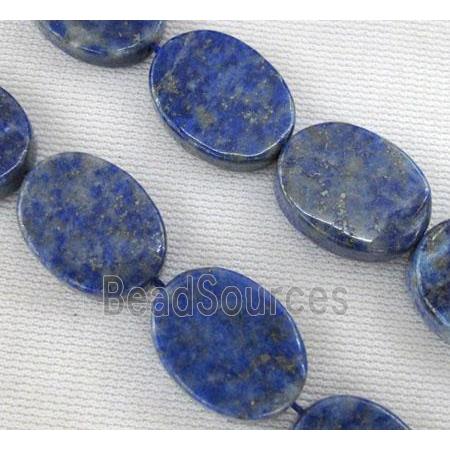 lapis lazuli bead, flat oval, blue