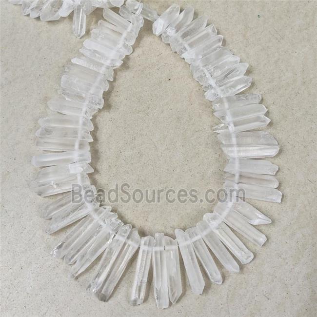 clear quartz collar beads, stick, freeform