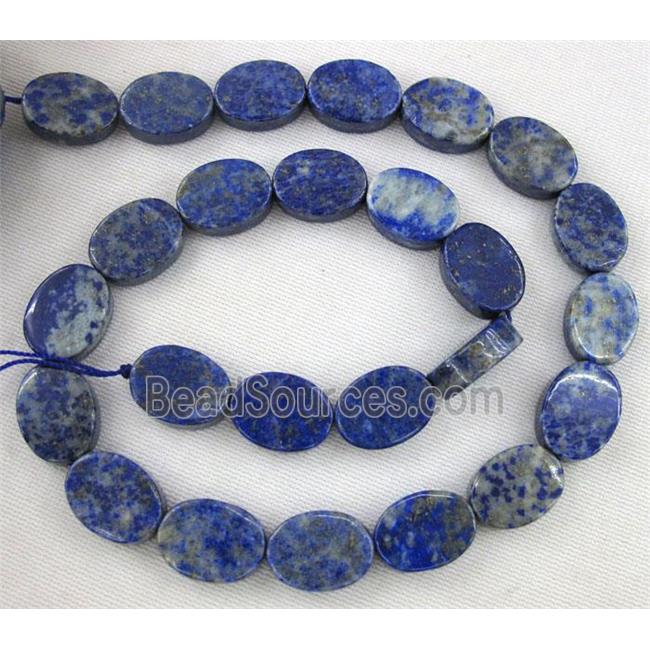 lapis lazuli bead, flat oval, blue