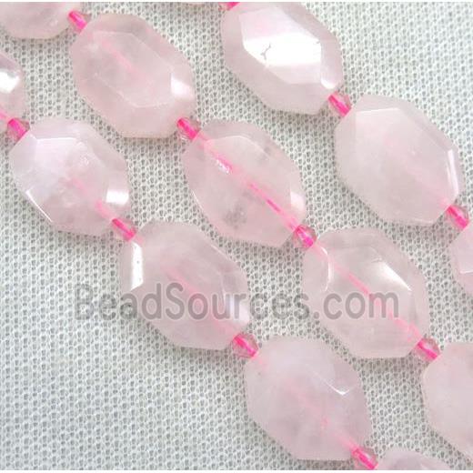 faceted Rose Quartz rectangle beads, pink