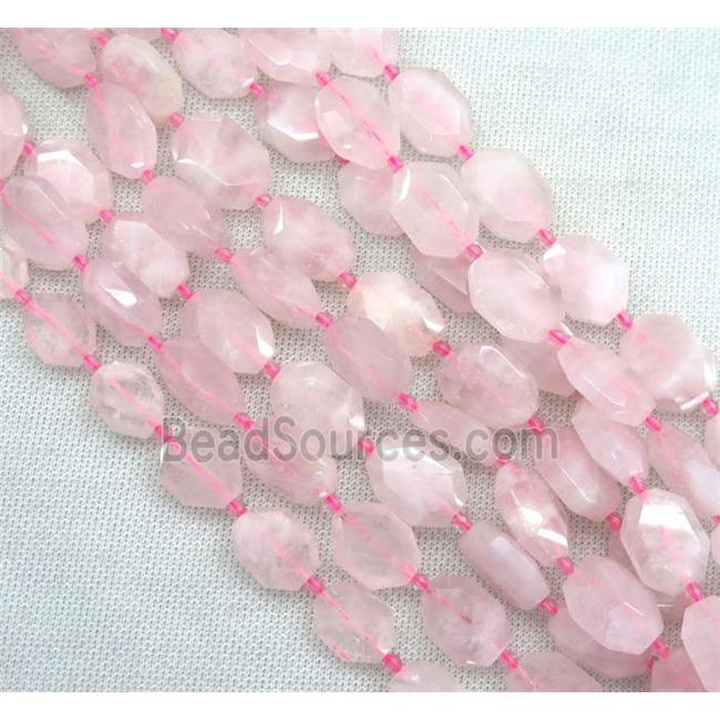 faceted Rose Quartz rectangle beads, pink