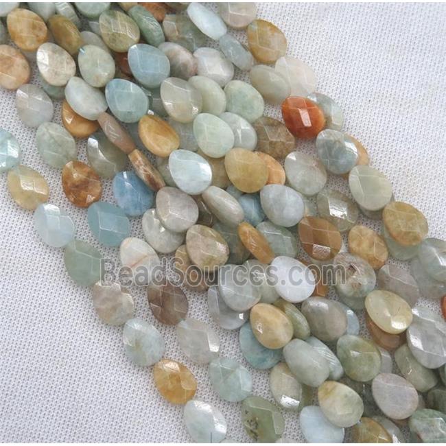 faceted Aquamarine teardrop beads, mix color, Grade AB