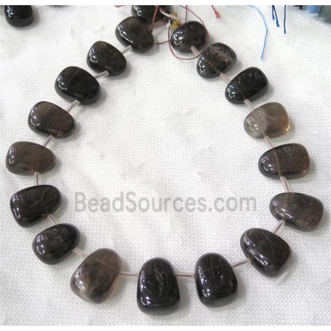 Smoky Quartz beads collar, teardrop, top-drilled