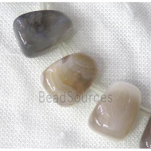 Botswana Agate beads collar, teardrop, top-drilled, gray