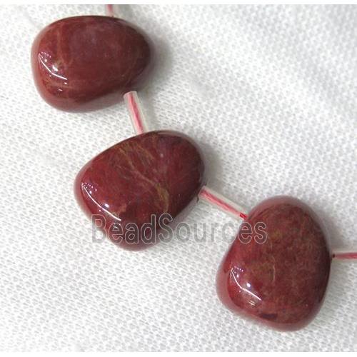 Red Jasper collar beads, teardrop, top-drilled