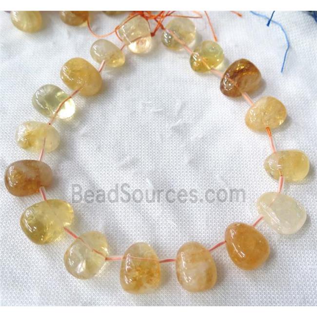 citrine collar beads, teardrop, top-drilled, yellow