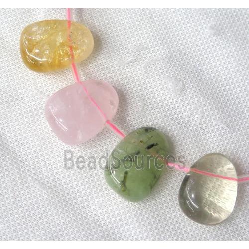 Mix Gemstone Quartz Teardrop Collar Beads Graduated Topdrilled