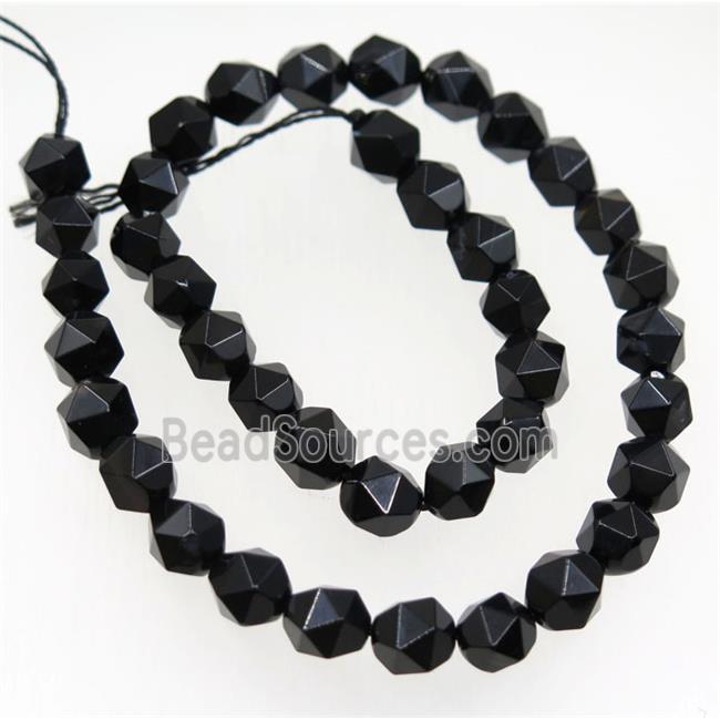 Black Agate Beads Cutted Round