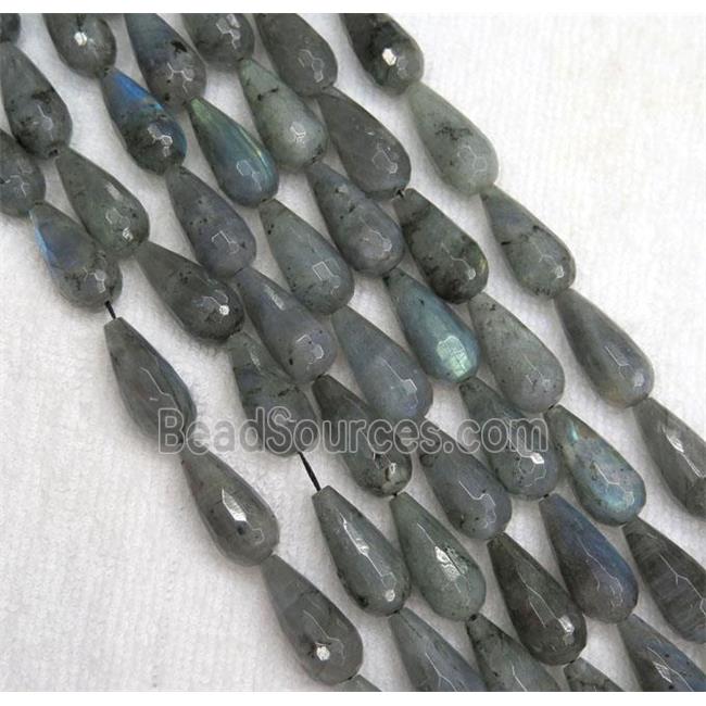 labradorite beads, faceted teardrop