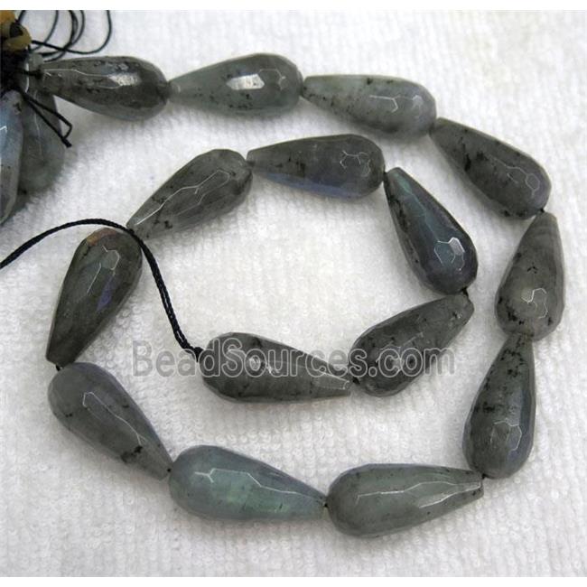 labradorite beads, faceted teardrop