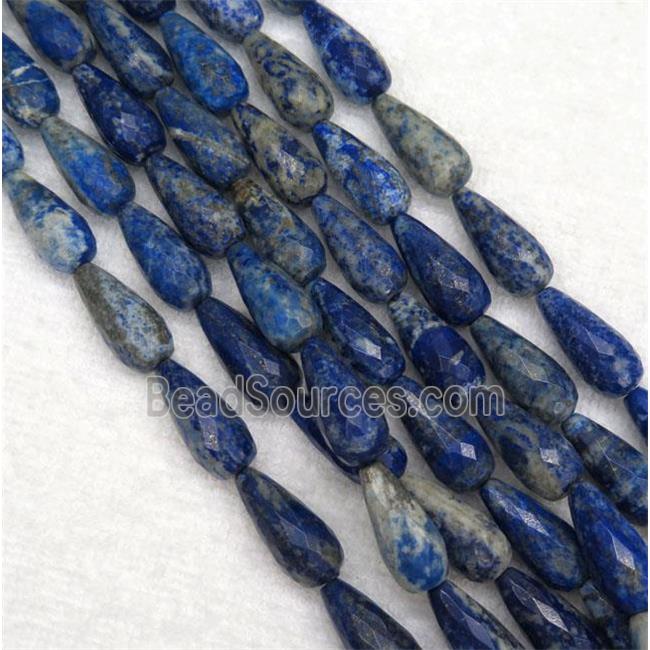 Lapis Lazuli beads, faceted teardrop, blue