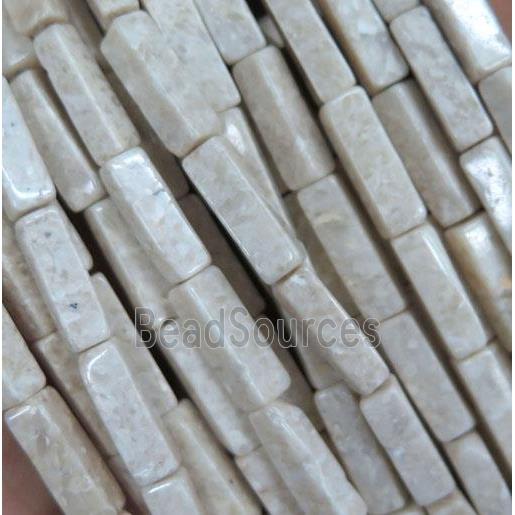 white Chinese River Jasper tube beads, Grade B