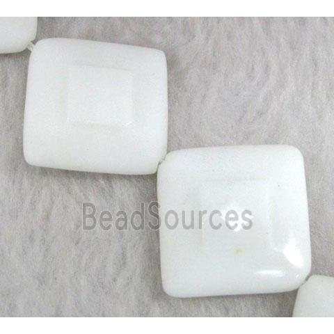 porcelain beads, corner-drilled square, faceted