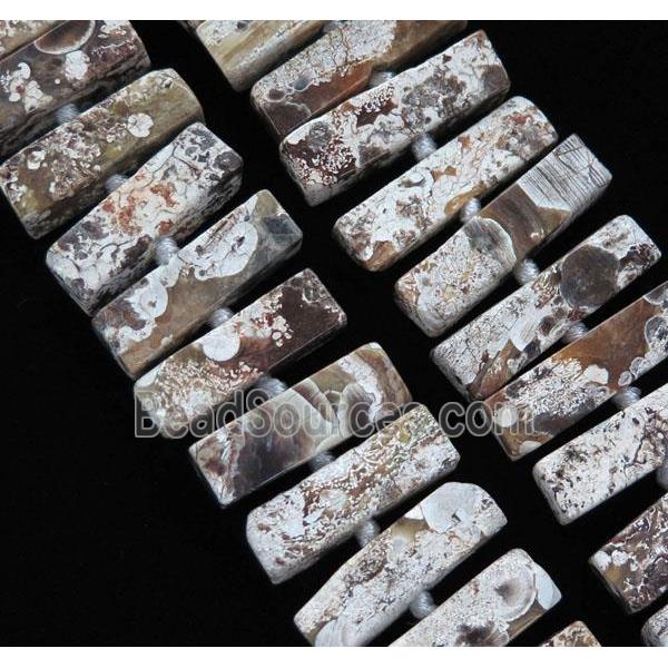 white Ocean Jasper collar beads, tube