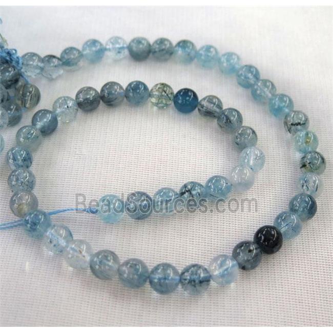 round blue Rutilated Quartz beads