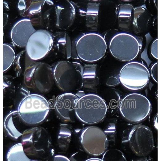 black onyx beads, flat round