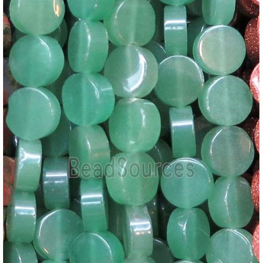 green Aventurine bead, flat round