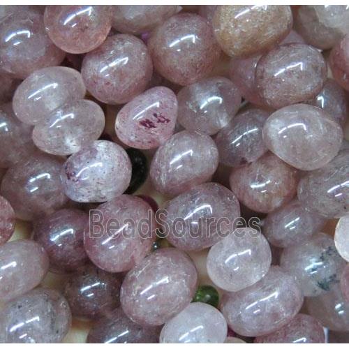 pink Strawberry Quartz chip bead, freeform