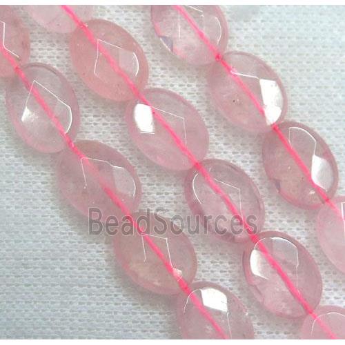 Rose Quartz beads, faceted oval, pink