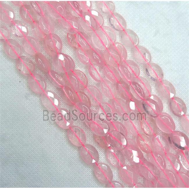 Rose Quartz beads, faceted oval, pink