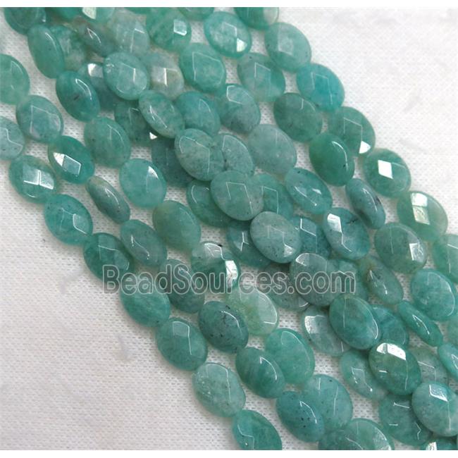 Russian Amazonite bead, faceted oval, green