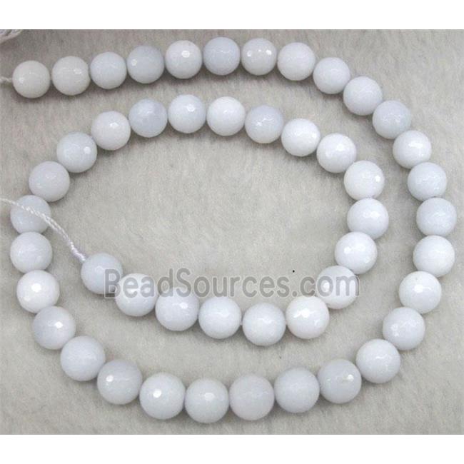 white agate beads, faceted round