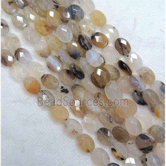 Chinese Heihua Agate beads, faceted oval