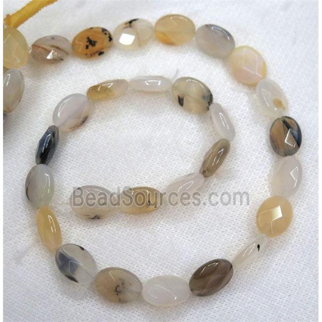 Chinese Heihua Agate beads, faceted oval