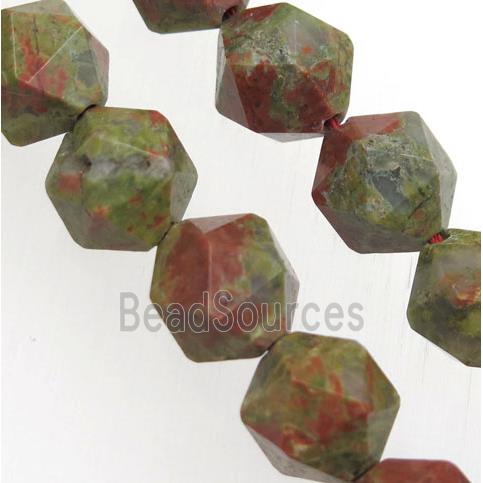 Green Unakite Beads Cutted Round