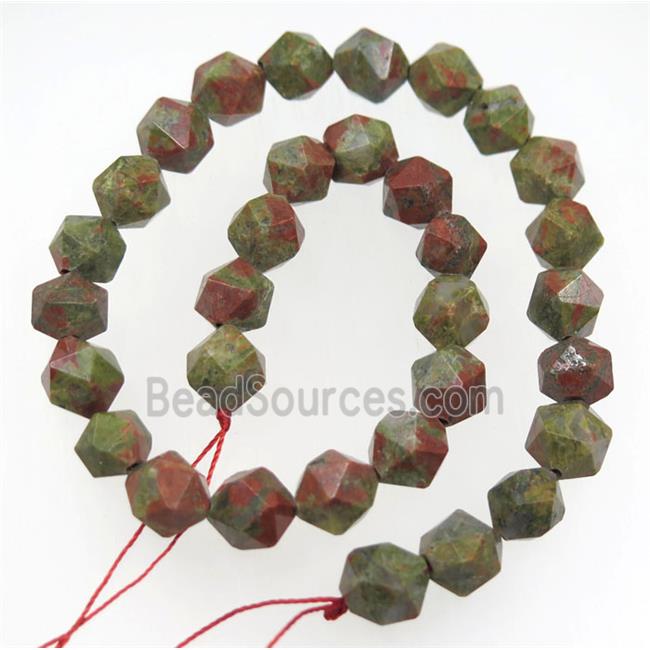 Green Unakite Beads Cutted Round