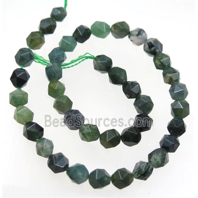 Green Moss Agate Beads Cutted Round