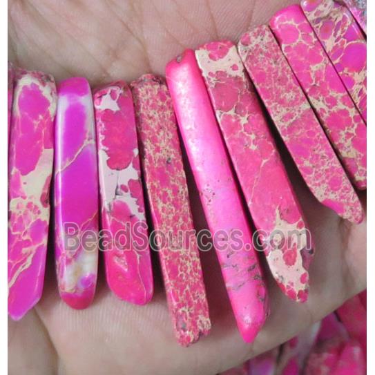 hotpink Imperial Jasper collar beads, stick