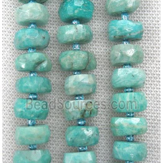 green Russian Amazonite bead, faceted rondelle