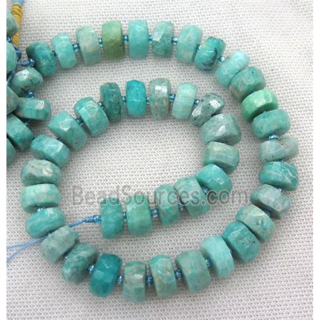 green Russian Amazonite bead, faceted rondelle