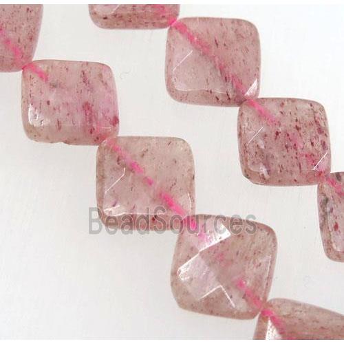 natural Strawberry Quartz beads, faceted square